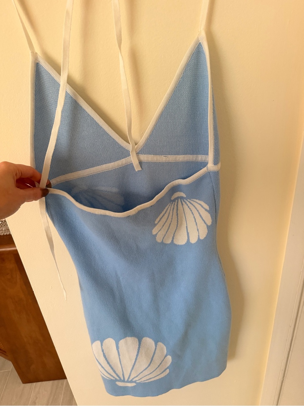 Light Blue Shell-Print Mini Dress - Picture 5 of 9